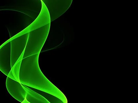 Abstract Background With Green Line Wave On Black Stock Illustration