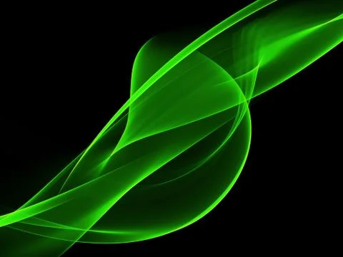 Abstract Background With Green Line Wave On Black Stock Illustration