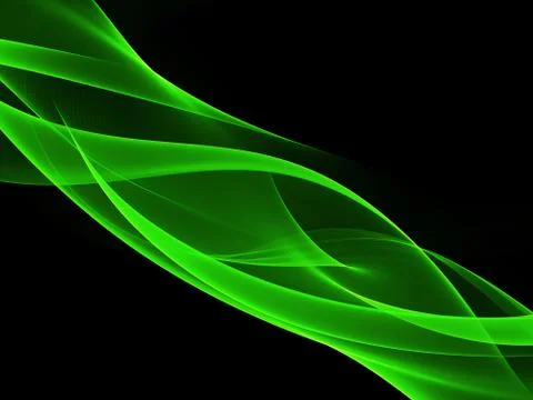 Abstract Background With Green Line Wave On Black Stock Illustration