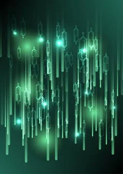 Abstract background with green lines gradient 스톡 일러스트