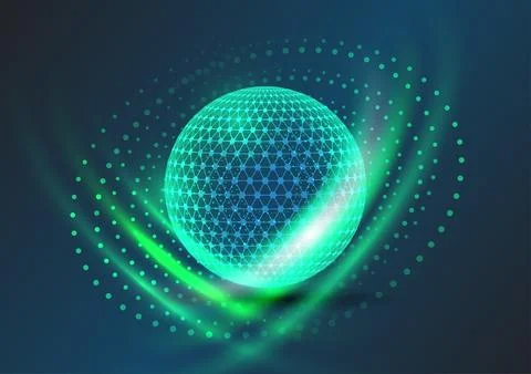 Abstract background with green quantum lightning aura Stock Illustration