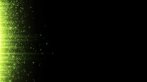 Abstract background. Green rays of light with luminous magical dust. Side vie Stock Illustration