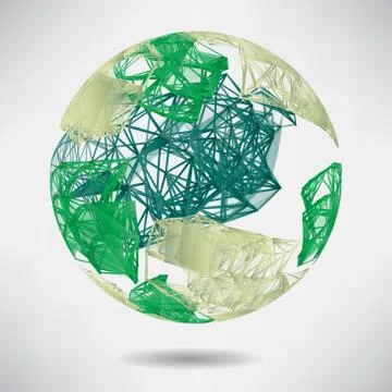 Abstract background with green sphere on theme digital technolog Illustrazione stock