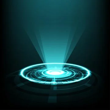 Abstract background with green tech circles and rays Stock Illustration