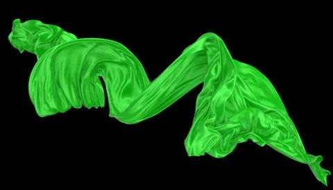 Abstract background of green wavy silk or satin. 3d rendering image. Stock Illustration