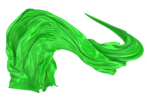Abstract background of green wavy silk or satin. 3d rendering image. Stock Illustration