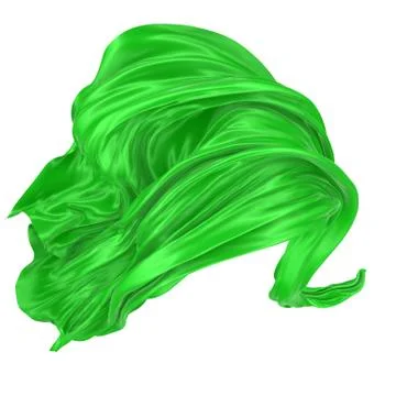 Abstract background of green wavy silk or satin. 3d rendering image. Stock Illustration