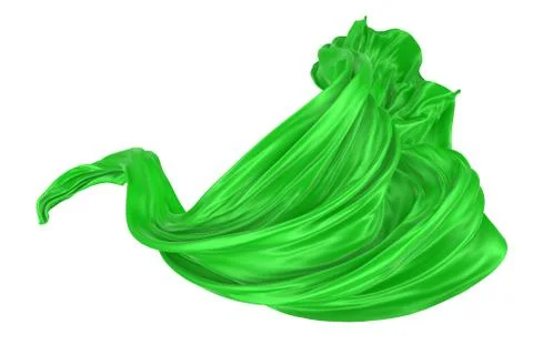 Abstract background of green wavy silk or satin. 3d rendering image. Stock Illustration