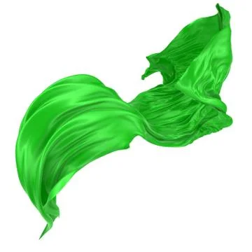 Abstract background of green wavy silk or satin. 3d rendering image. Stock Illustration