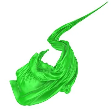 Abstract background of green wavy silk or satin. 3d rendering image. Stock Illustration