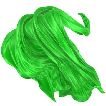 Abstract background of green wavy silk or satin. 3d rendering image. Stock Illustration