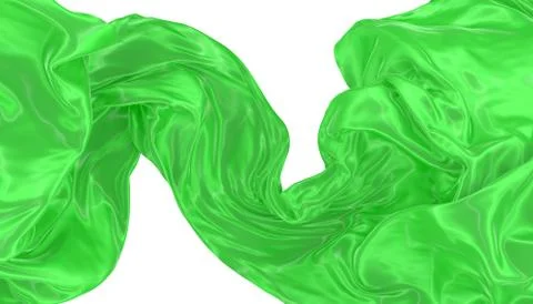 Abstract background of green wavy silk or satin. 3d rendering image. Stock Illustration