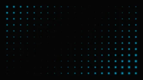 Abstract background with a grid of glowing blue dots on black surface Video stock 339618341