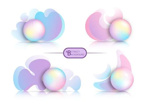 Abstract Background group rainbow colored balls with flat shapes and wavy lin Illustrazione stock