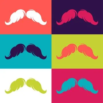 Abstract background with hand draw hipster mustache Stock Illustration