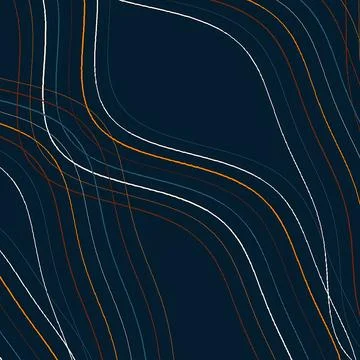 Abstract Background with Hand-Drawn Wavy Lines in Navy, Orange and White Stockillustratie