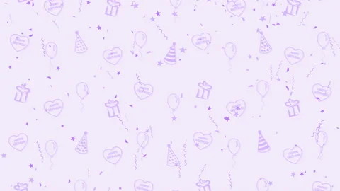 Abstract background Happy Birthday with balloons, party hats and hearts Stock Footage 89021602