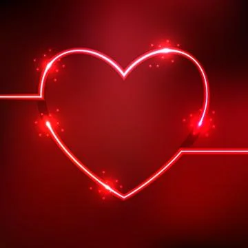 Abstract background with heart shape neon lines Stock Illustration