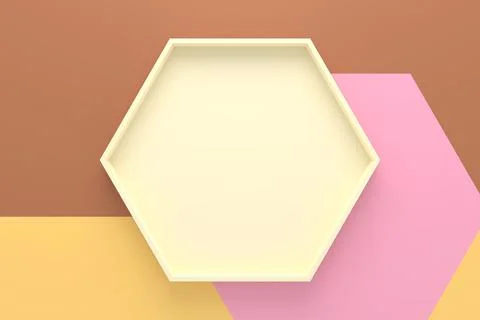 Abstract background of hexagon shape tray. 3D rendering. Stock Illustration