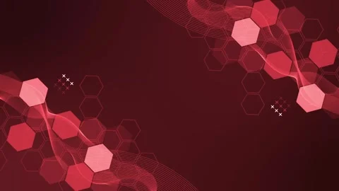 Abstract background with hexagonal shapes and flowing grid-like waves animati Stock Footage 334743506