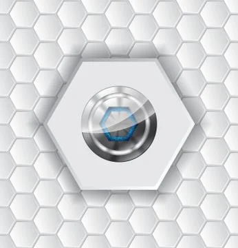 Abstract background with hexagons and shiny button Stock Illustration