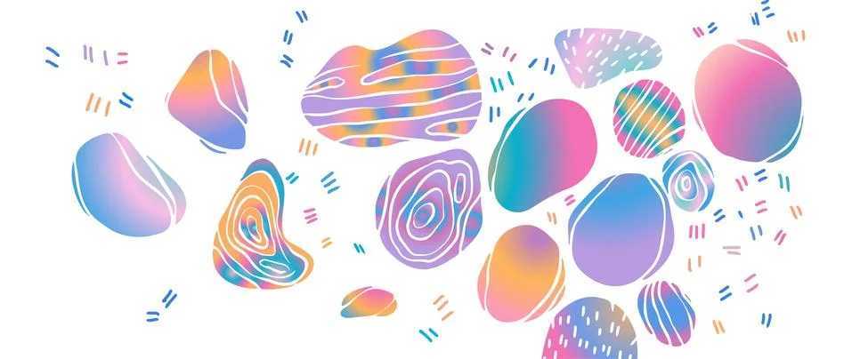 Abstract background with holographic multi-colored spots on white background Stock Illustration