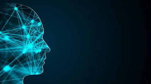 Abstract background with human head. Technology concept backdrop. 3d rende... Stock Photos