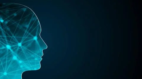 Abstract background with human head. Technology concept backdrop. 3d rende... Stock Photos