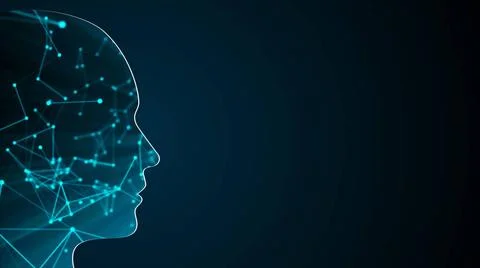 Abstract background with human head. Technology concept backdrop. 3d rende... Stock Photos