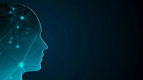 Abstract background with human head. Technology concept backdrop. 3d rende... Stock Photos
