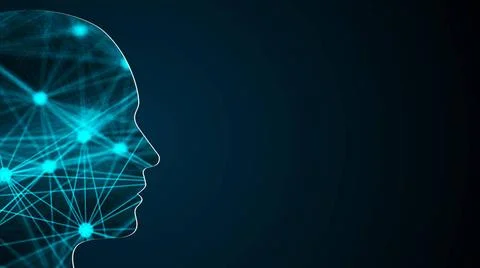 Abstract background with human head. Technology concept backdrop. 3d rende... Stock Photos