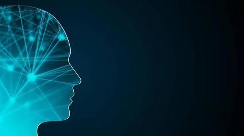 Abstract background with human head. Technology concept backdrop. 3d rende... Stock Photos