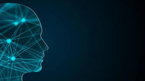 Abstract background with human head. Technology concept backdrop. 3d rende... Stock Photos