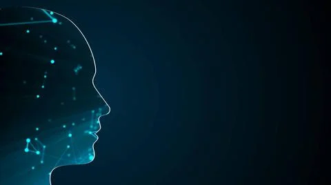 Abstract background with human head. Technology concept backdrop. 3d rende... Stock Photos