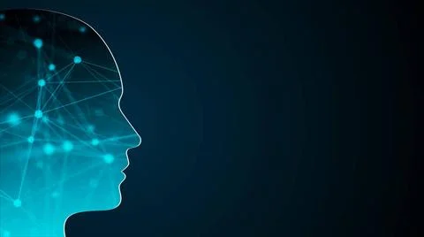 Abstract background with human head. Technology concept backdrop. 3d rende... Stock Photos