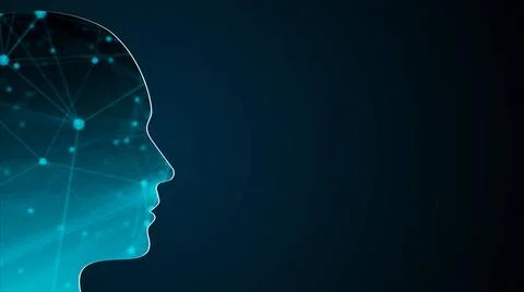 Abstract background with human head. Technology concept backdrop. 3d rende... Stock Photos