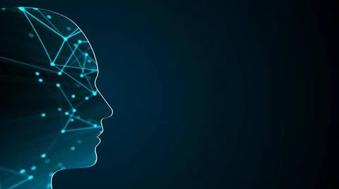 Abstract background with human head. Technology concept backdrop. 3d rende... Stock Photos