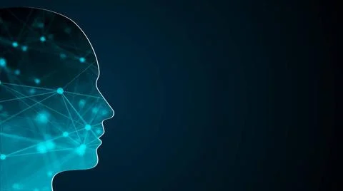 Abstract background with human head. Technology concept backdrop. 3d rende... Stock Photos