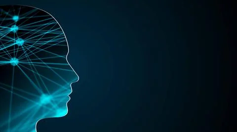 Abstract background with human head. Technology concept backdrop. 3d rende... Stock Photos