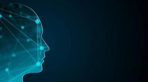 Abstract background with human head. Technology concept backdrop. 3d rende... Stock Photos