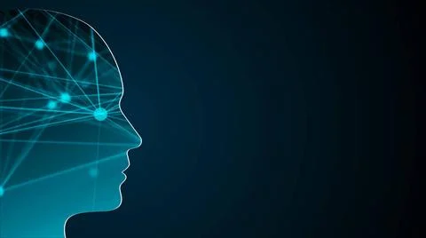 Abstract background with human head. Technology concept backdrop. 3d rende... Stock Photos