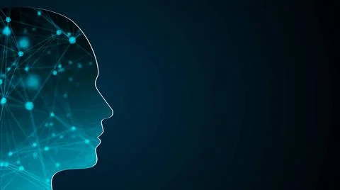 Abstract background with human head. Technology concept backdrop. 3d rende... Stock Photos