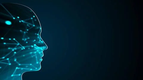 Abstract background with human head. Technology concept backdrop. 3d rende... Stock Photos
