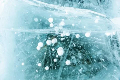 Abstract background of ice surface of Lake Baikal that frozen in winter. Stock Photos