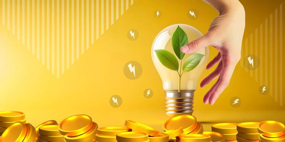 Abstract background. Ideas and light bulbs of energy saving for environment Stock Illustration