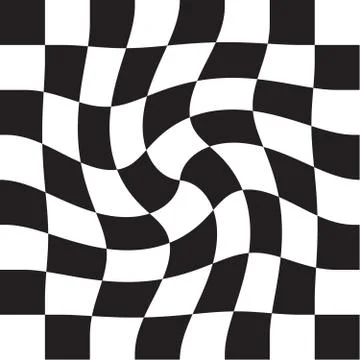Abstract background illustration of chess checkered pattern in a swirl spiral 스톡 일러스트