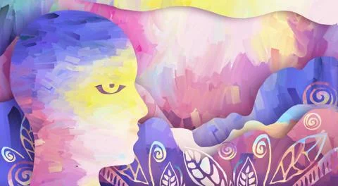 Abstract background illustration with human face Stock Illustration
