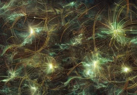 Abstract background of the illustration of viruses multiplying like a space scen Stock Illustration