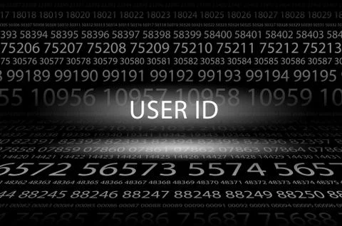 Abstract background image of black space from a set of rows of five-digit whi Stock Illustration