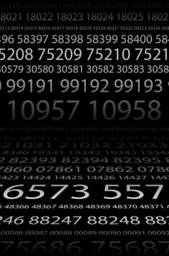 Abstract background image of black space from a set of rows of five-digit whi Ilustración de archivo
